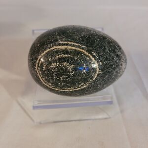 Decorative 3" Alabaster Marble Stone Egg Crack White Stripes & Speckles
